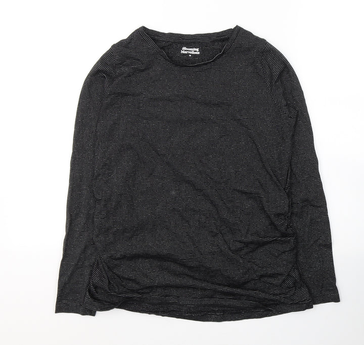 Blooming Marvellous Womens Black Striped Cotton Basic T-Shirt Size M Round Neck