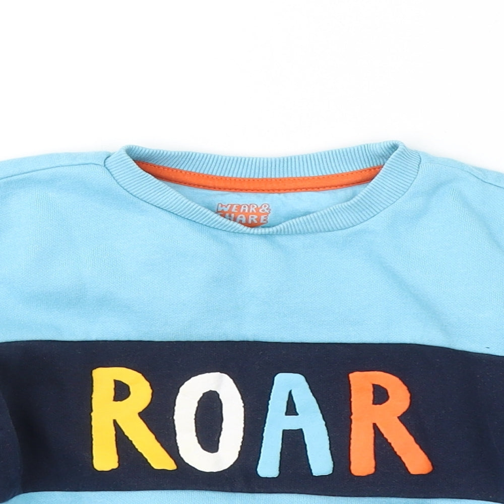 F&F Boys Blue  Cotton Pullover Sweatshirt Size 3-4 Years  Pullover - ROAR