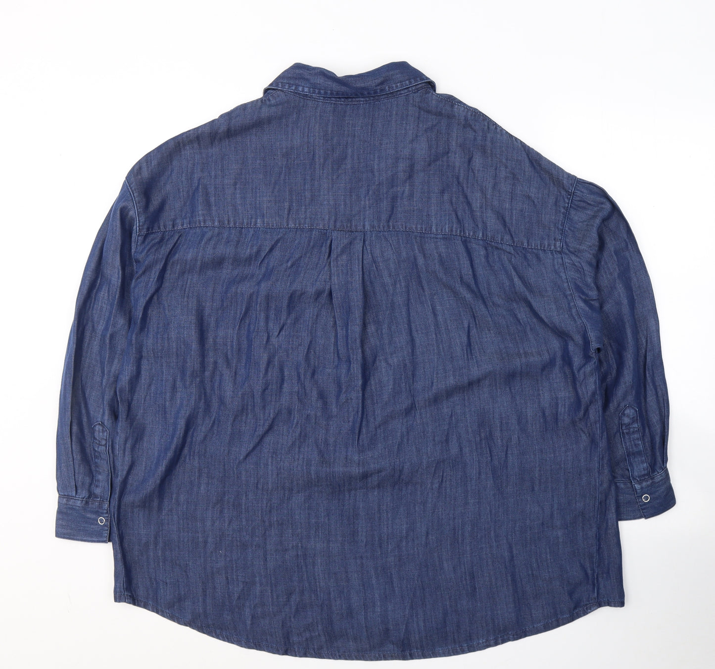 F&F Womens Blue  Lyocell Basic T-Shirt Size 14 V-Neck