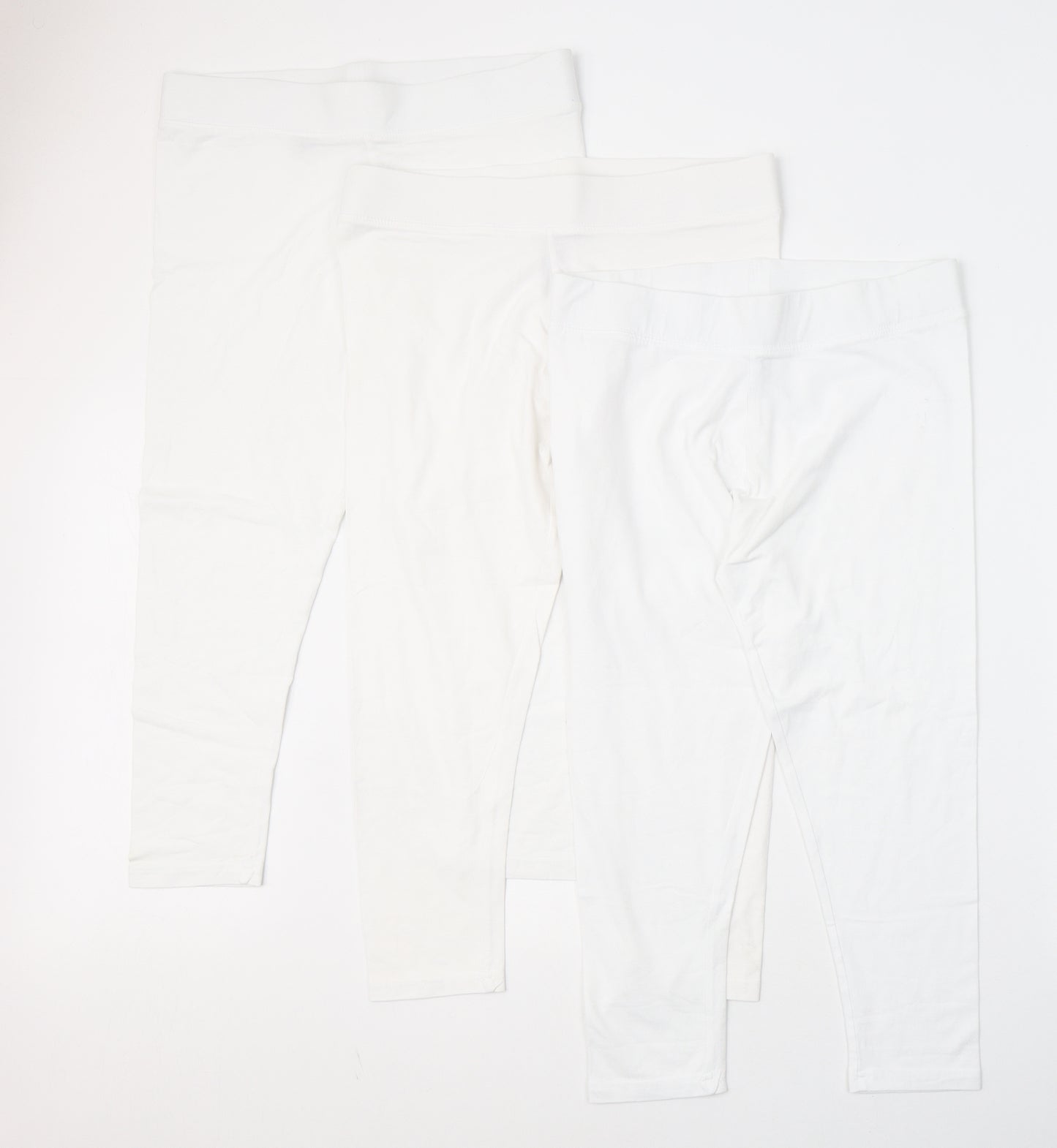 Dunnes Stores Womens White  Cotton Cropped Leggings Size 20 L20 in   - Pack of 3