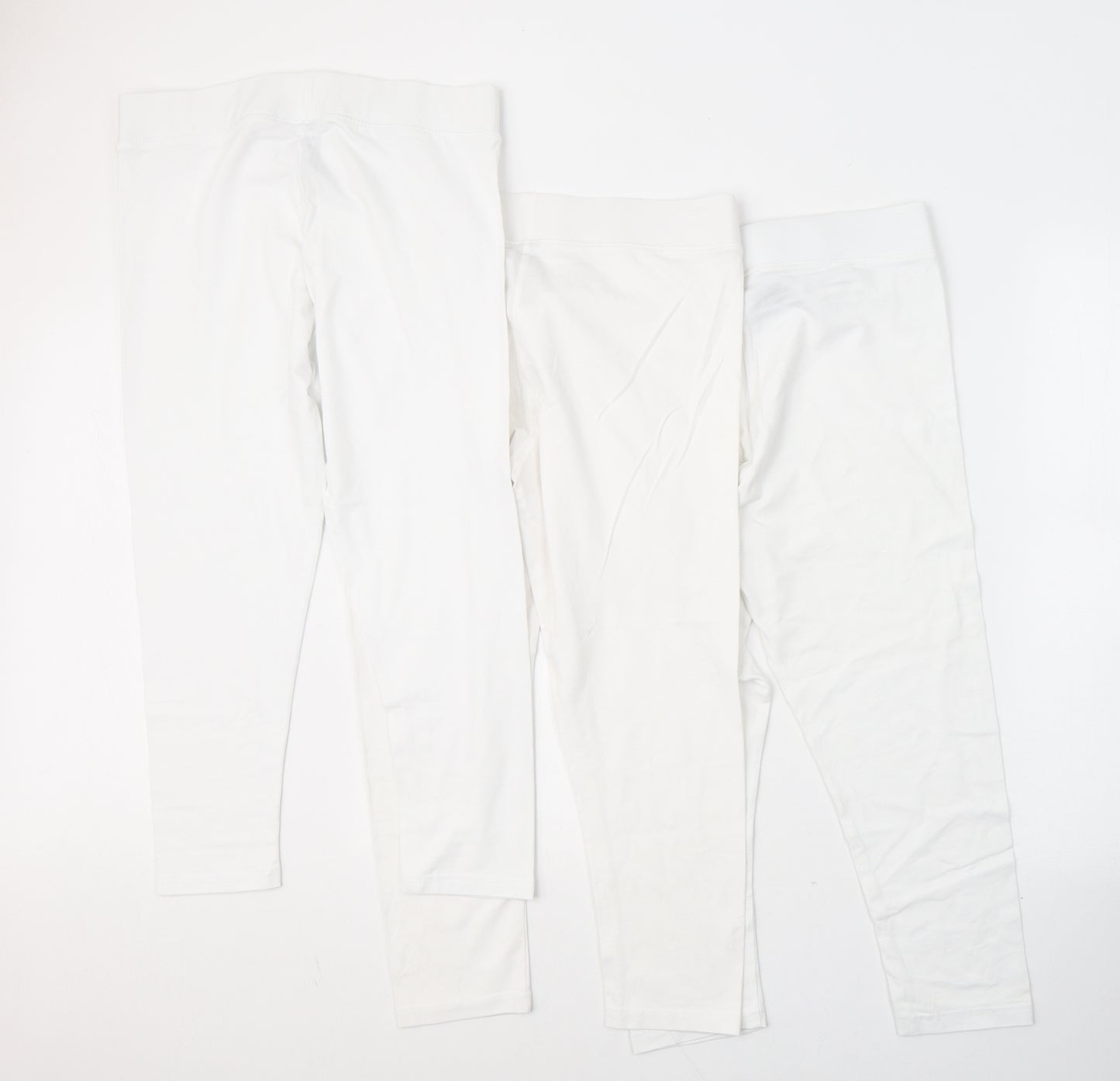 Dunnes Stores Womens White  Cotton Cropped Leggings Size 20 L20 in   - Pack of 3