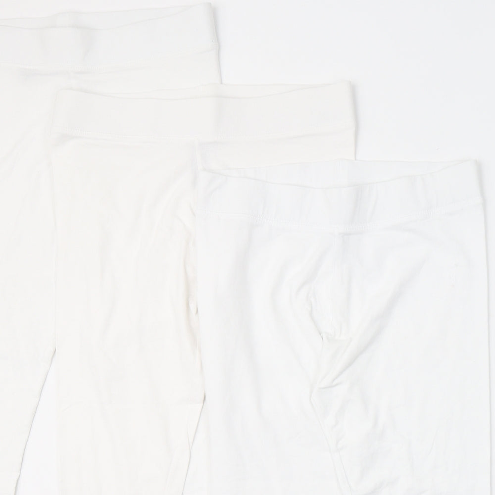 Dunnes Stores Womens White  Cotton Cropped Leggings Size 20 L20 in   - Pack of 3