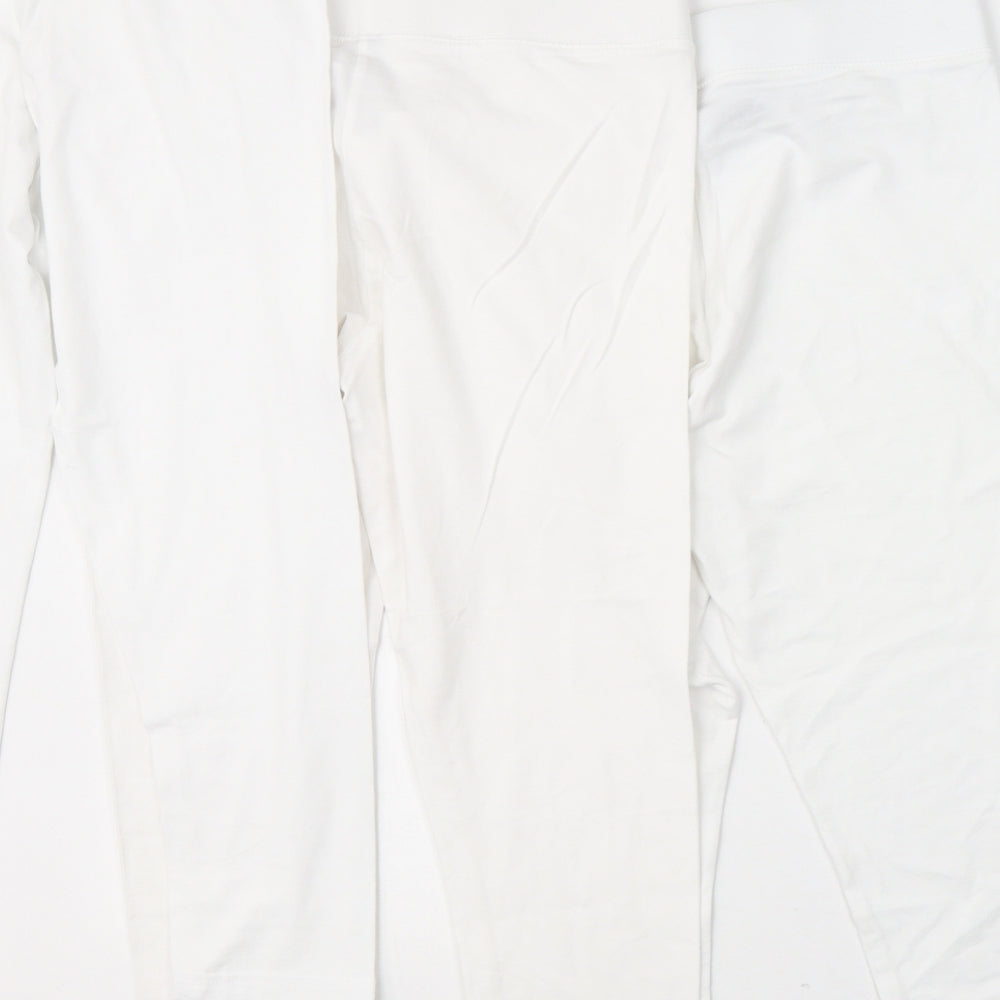 Dunnes Stores Womens White  Cotton Cropped Leggings Size 20 L20 in   - Pack of 3