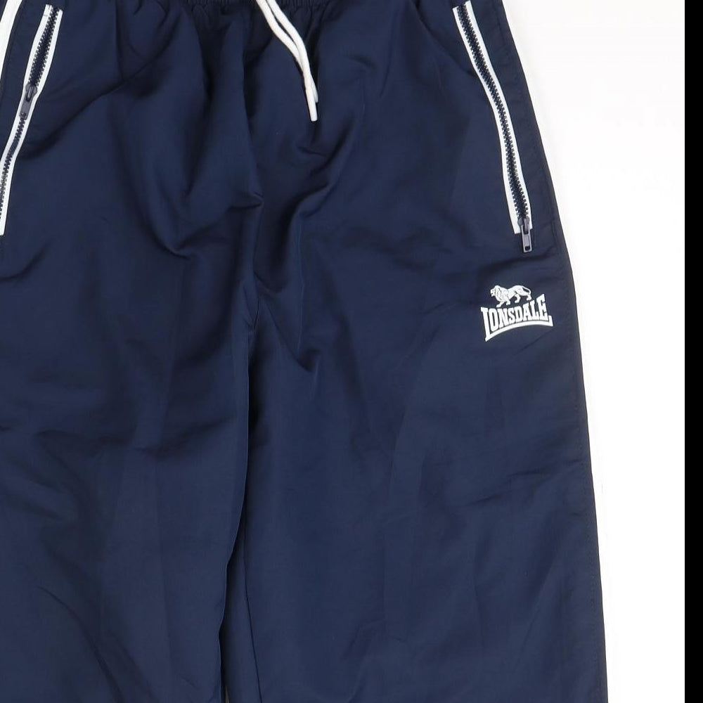Lonsdale Womens Blue  Polyester Cropped Trousers Size M L20 in Regular Tie