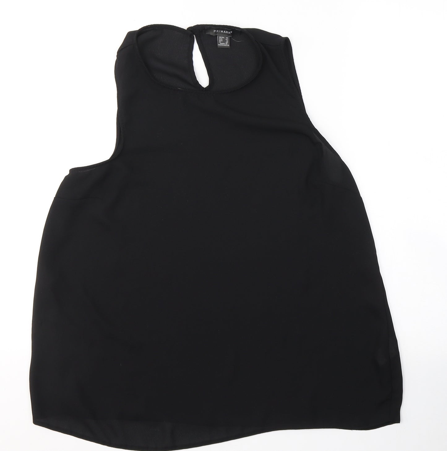 Primark Womens Black  Polyester Basic Tank Size 14 Round Neck