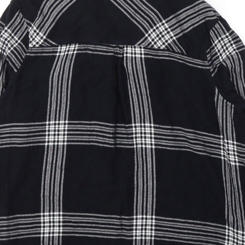 Marks and Spencer Womens Blue Plaid Viscose Basic Button-Up Size 12 Collared