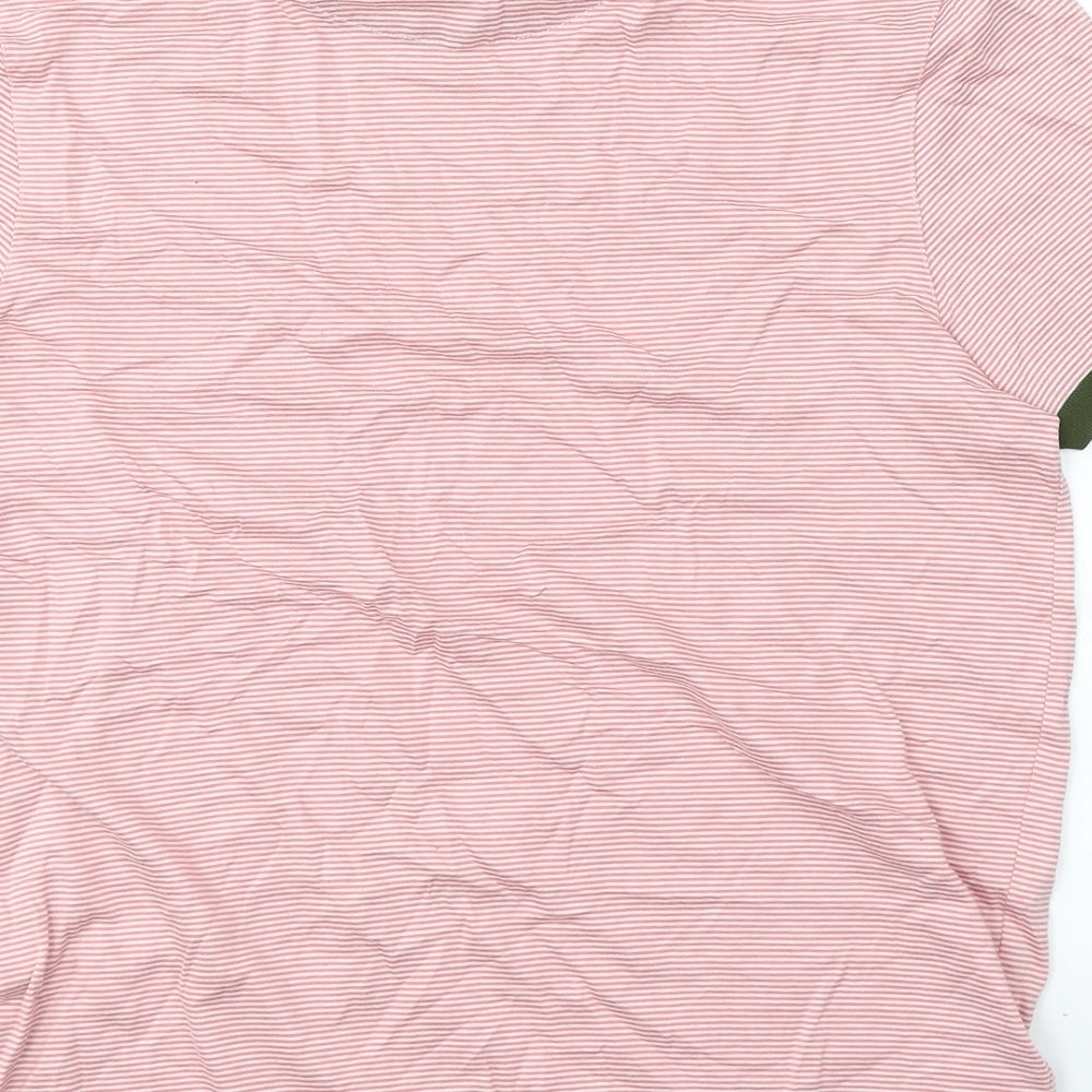 Ted Baker Mens Pink Striped Cotton  T-Shirt Size M Round Neck