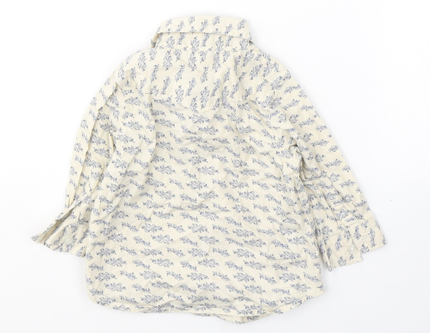 Gap Boys Ivory Floral Cotton Basic Button-Up Size 6-9 Months Collared Button