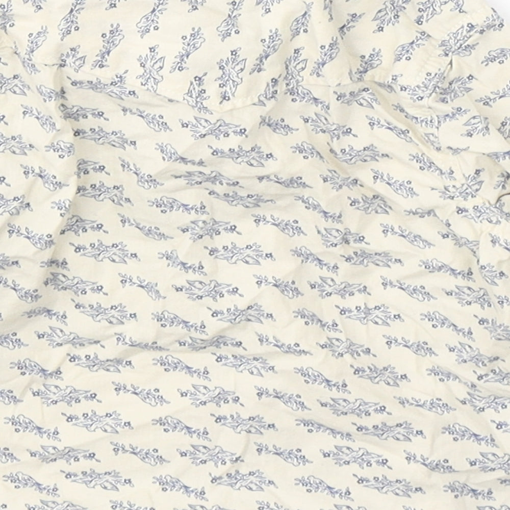 Gap Boys Ivory Floral Cotton Basic Button-Up Size 6-9 Months Collared Button