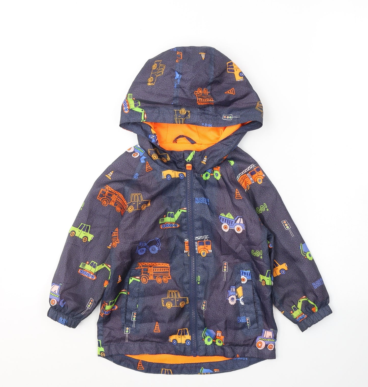 F&F Boys Blue   Basic Coat Coat Size 2-3 Years  Zip - Cars