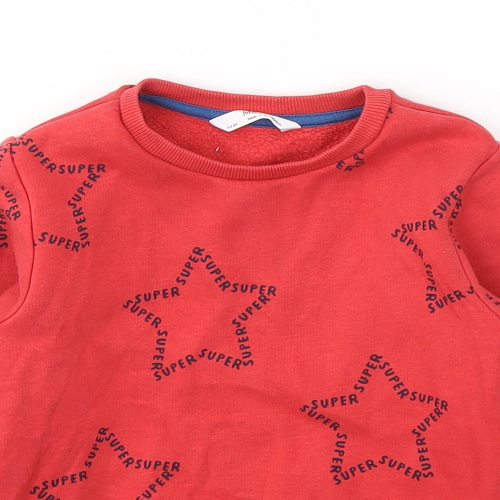 Marks and Spencer Boys Red  Cotton Pullover Sweatshirt Size 3-4 Years  Pullover - SUPERSTAR