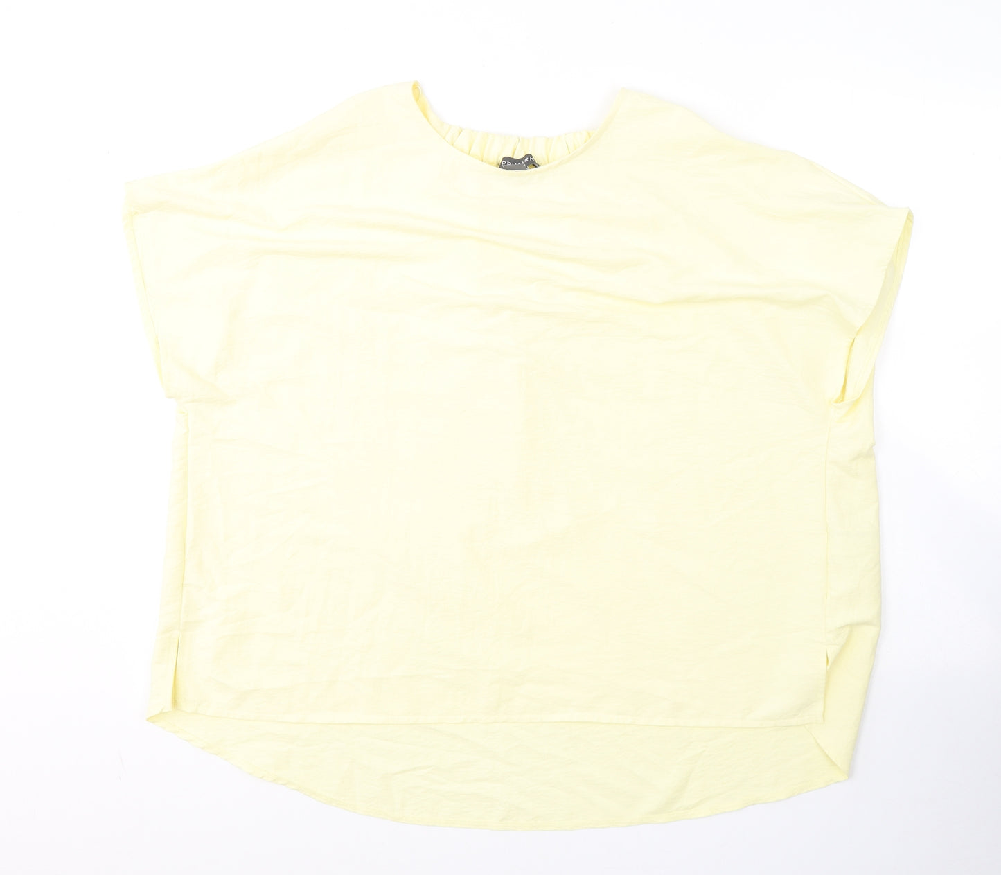 Primark Womens Yellow  Polyester Basic T-Shirt Size 16 Round Neck