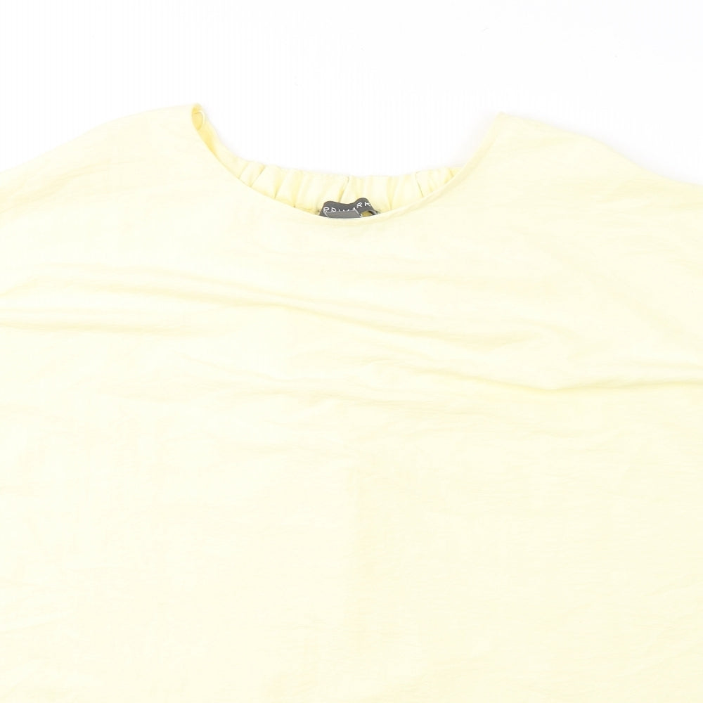 Primark Womens Yellow  Polyester Basic T-Shirt Size 16 Round Neck