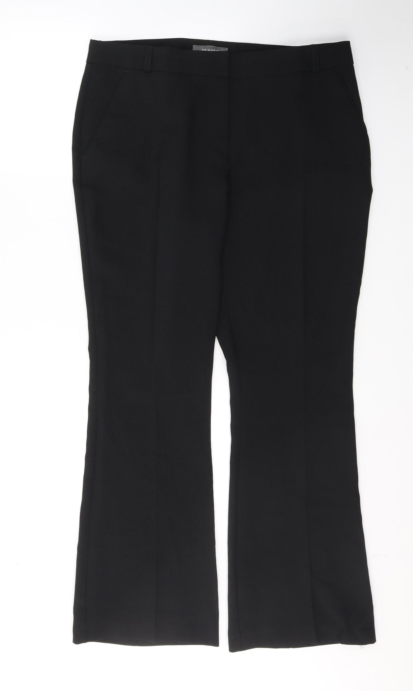 Primark Womens Black  Polyester Trousers  Size 14 L29 in Regular Button
