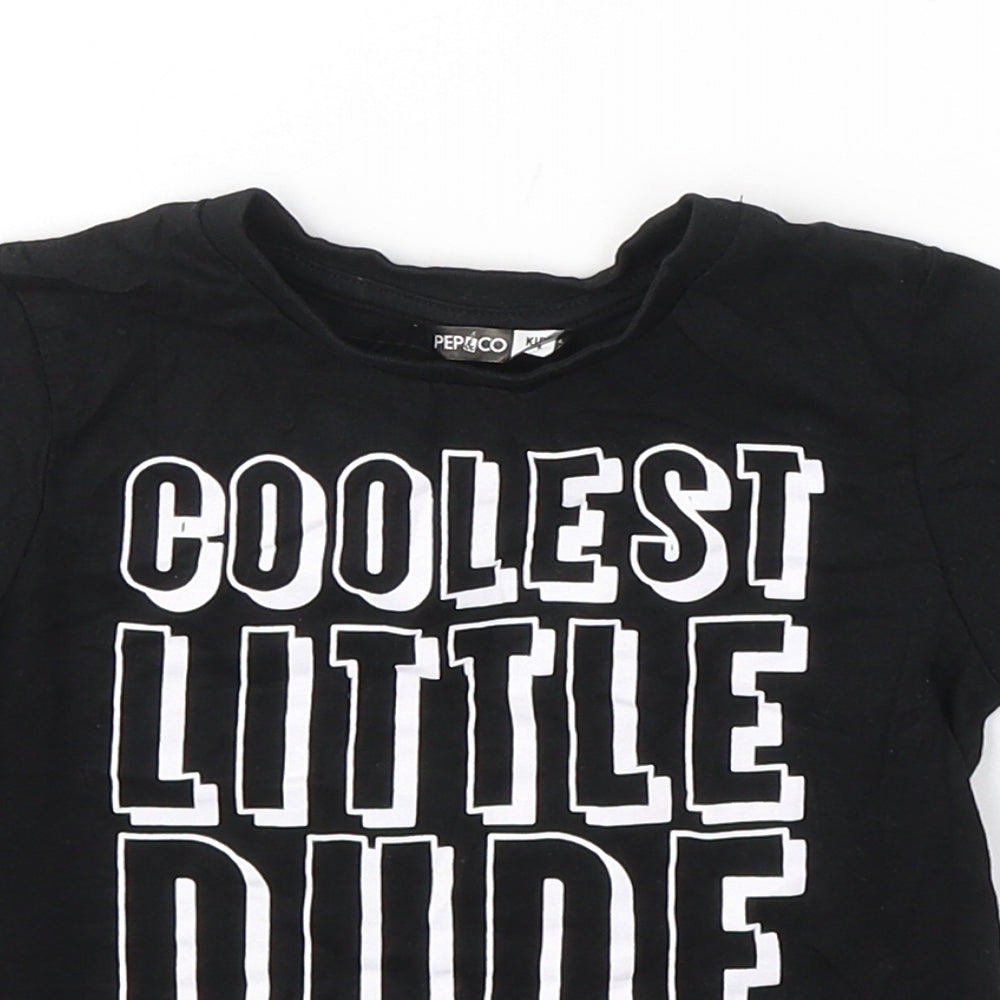 Pep&Co Boys Black  Cotton Basic T-Shirt Size 3-4 Years Round Neck Pullover - Cool dude