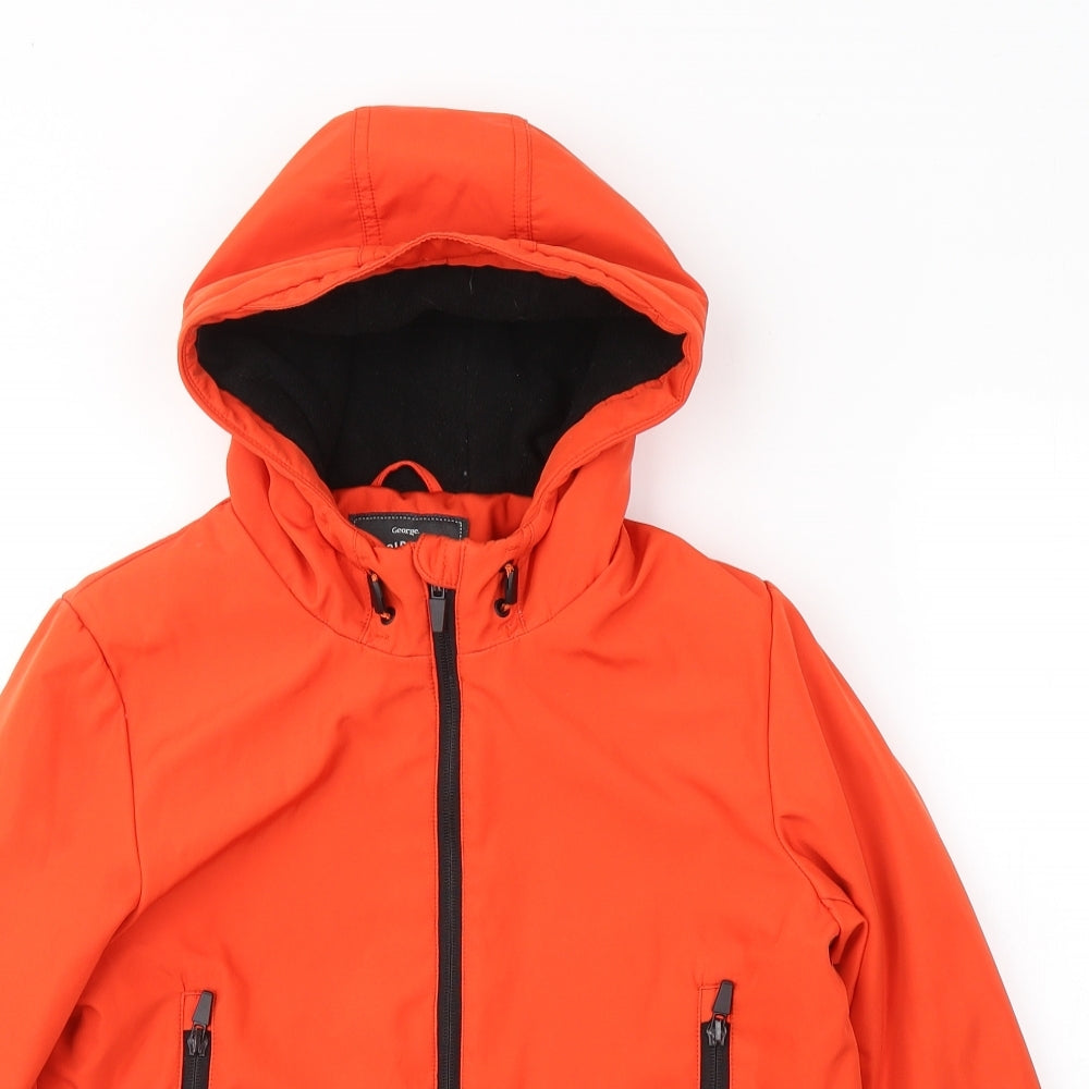 George Boys Orange   Basic Coat Coat Size 8-9 Years  Zip
