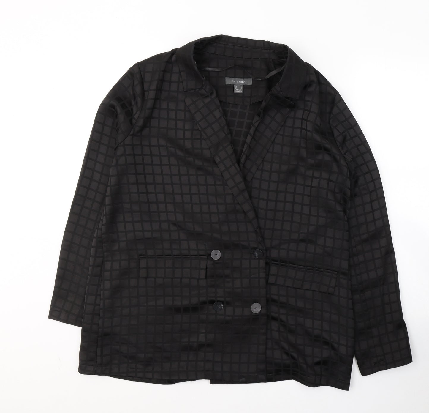 Primark Womens Black Geometric Polyester Jacket Blazer Size 14