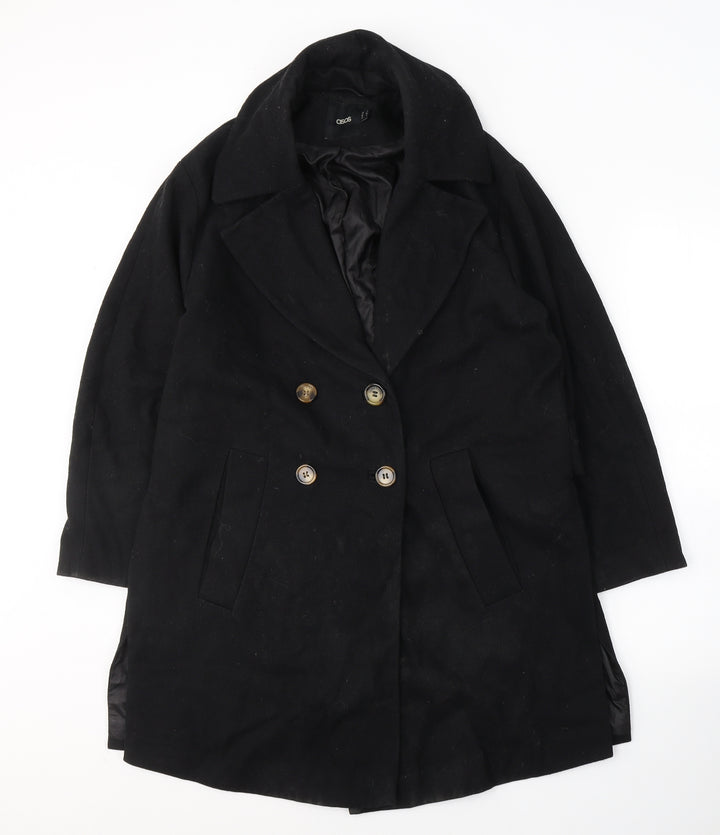 ASOS Womens Black   Pea Coat Coat Size 4  Button
