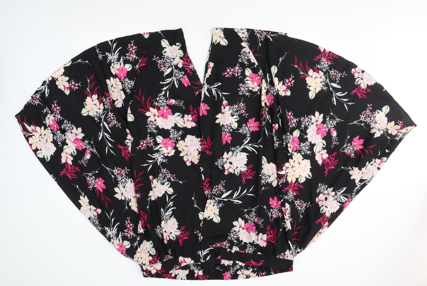 Simply Be Womens Black Floral Polyester Capri Trousers Size 26  Regular