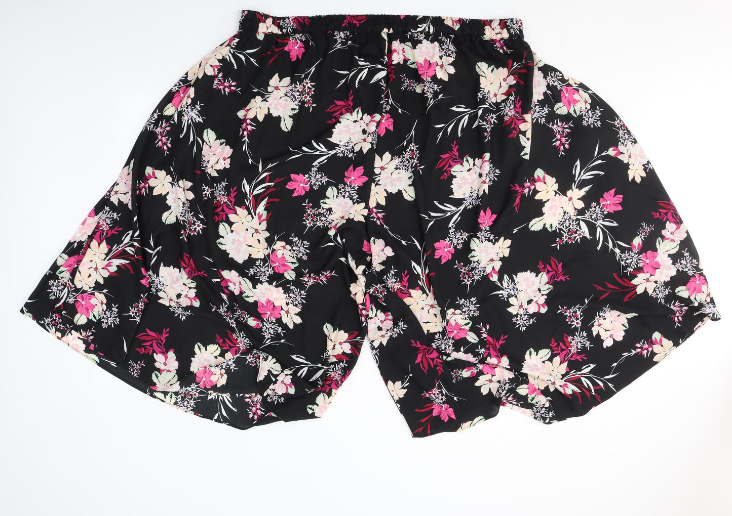 Simply Be Womens Black Floral Polyester Capri Trousers Size 26  Regular