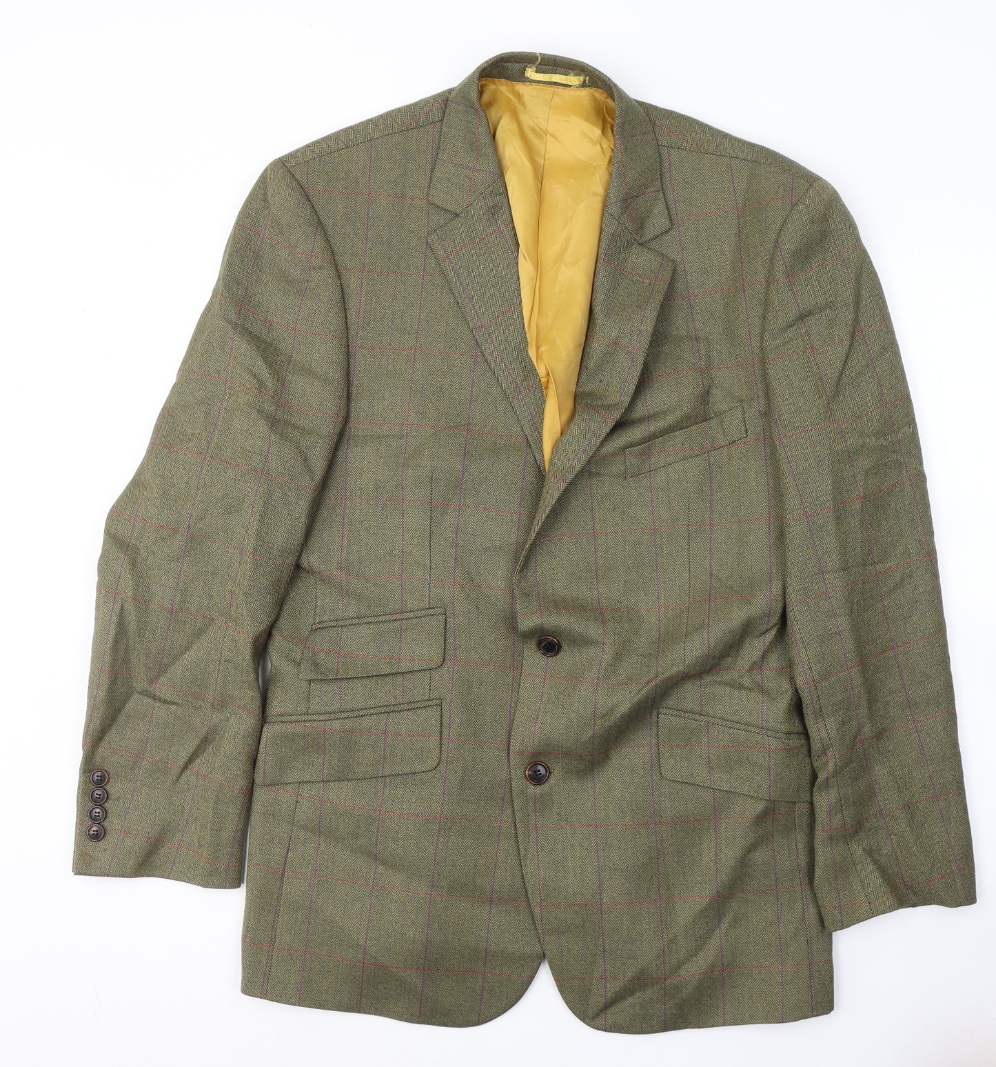 Gurteen Esquire Mens Green Plaid Wool Jacket Suit Jacket Size XL