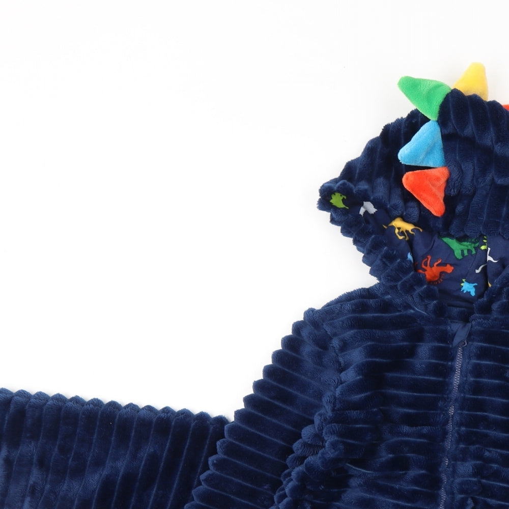 F&F Boys Blue Solid Polyester  One Piece Size 5-6 Years  Zip - Dinosaur