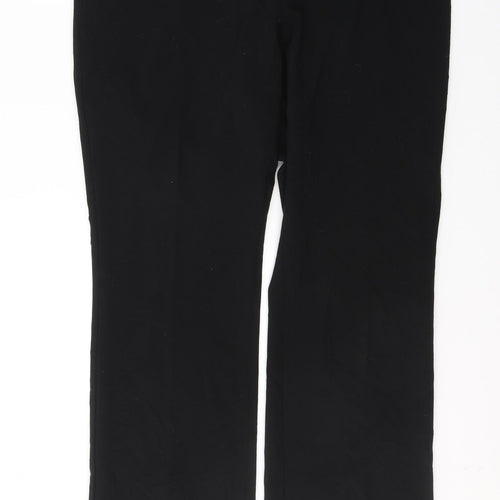 Marks and Spencer Womens Black  Polyester Trousers  Size 14 L28 in Regular Button