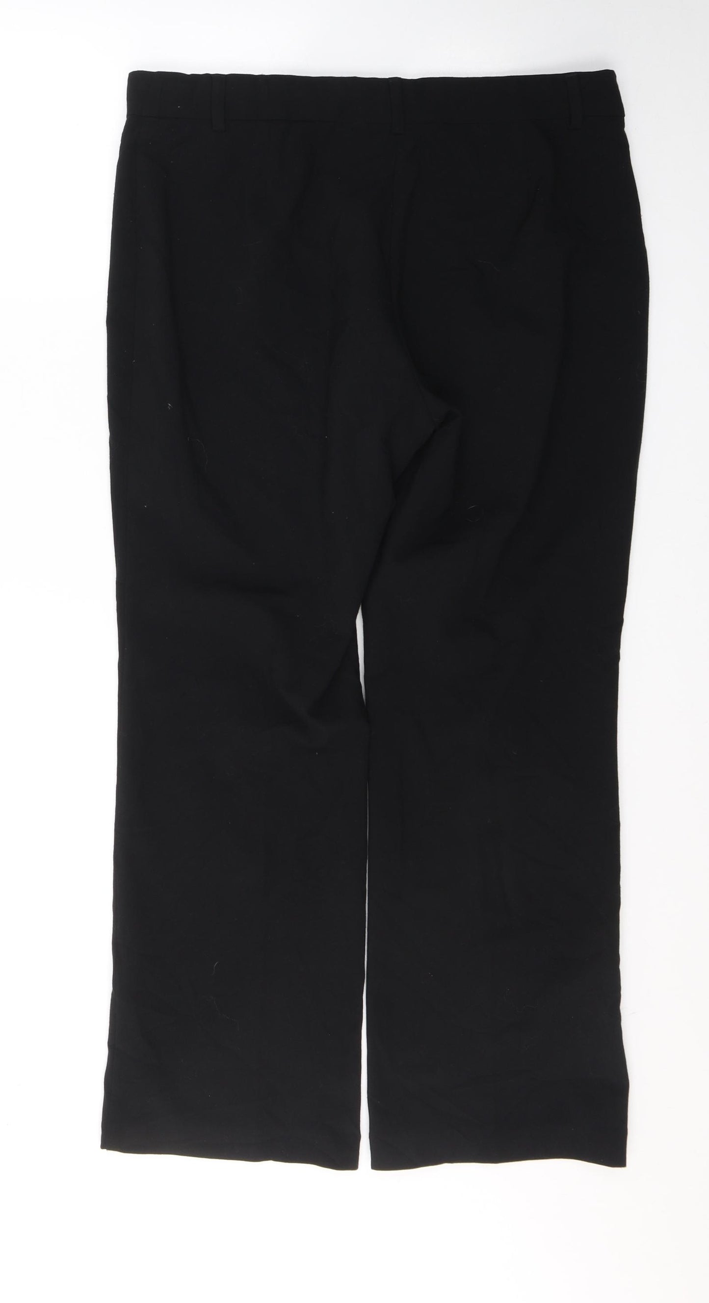 Marks and Spencer Womens Black  Polyester Trousers  Size 14 L28 in Regular Button