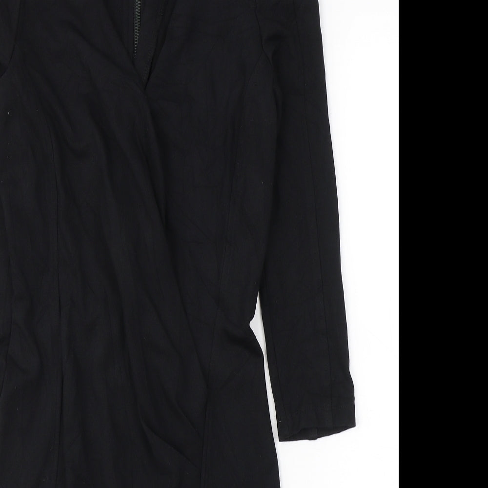 French Connection Womens Black  Viscose A-Line  Size 6  V-Neck Zip