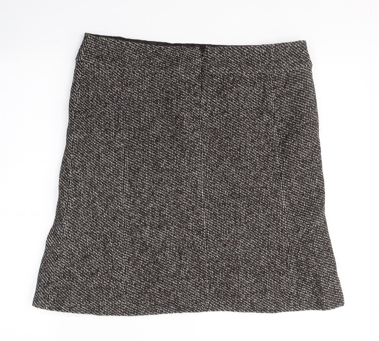 Mango Womens Brown  Wool A-Line Skirt Size 16   Zip