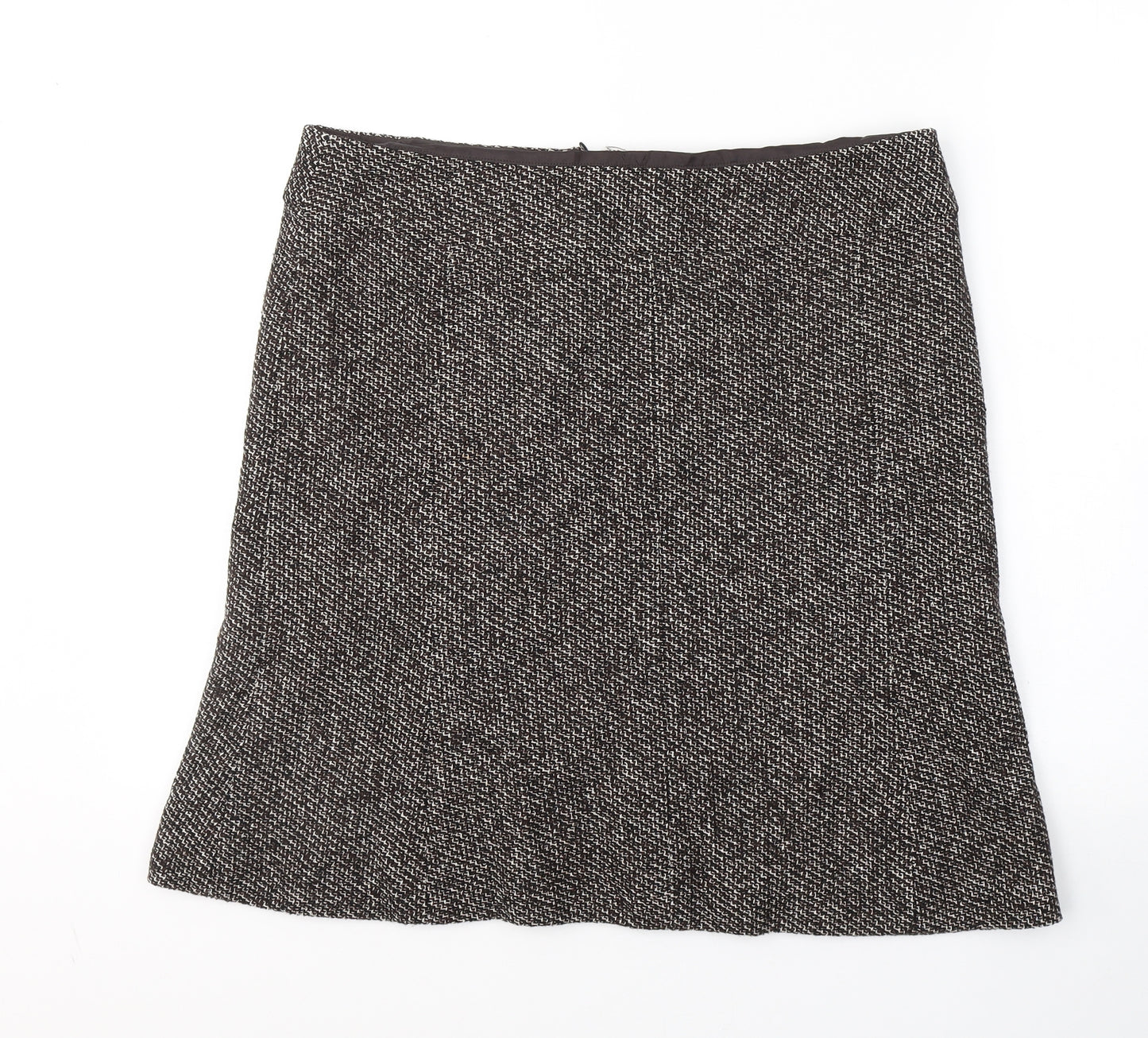 Mango Womens Brown  Wool A-Line Skirt Size 16   Zip