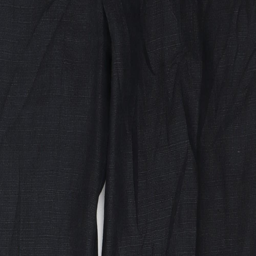 Olsen Womens Black  Linen Trousers  Size 14 L30 in Regular Button
