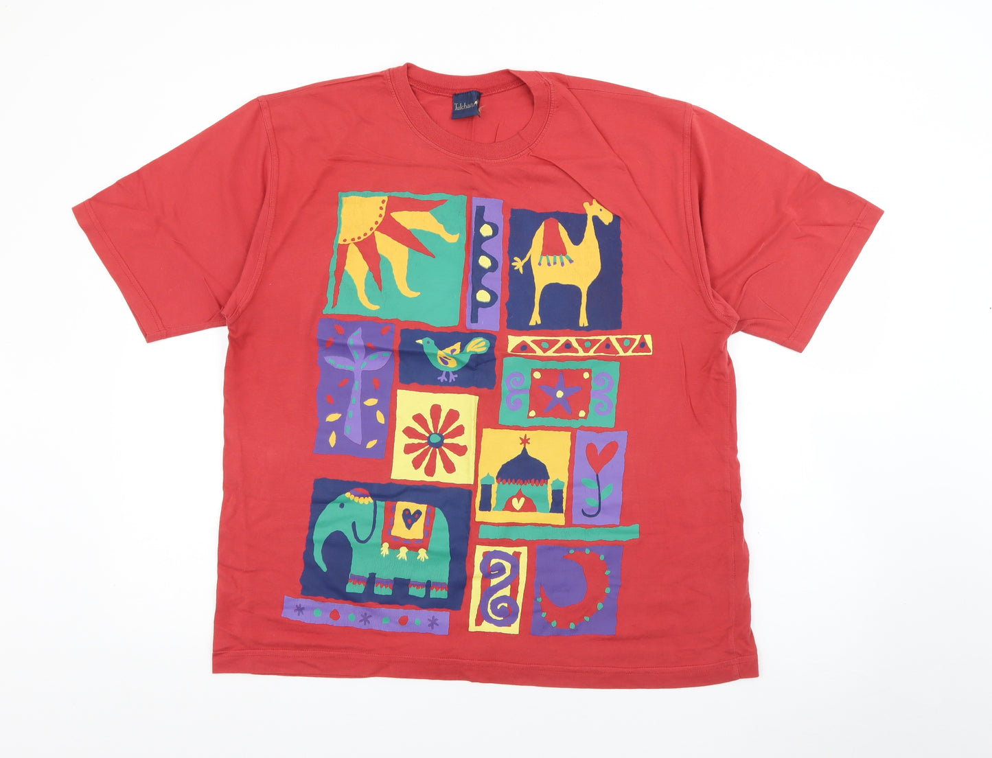 Tulchan Mens Red  Cotton  T-Shirt Size L Crew Neck