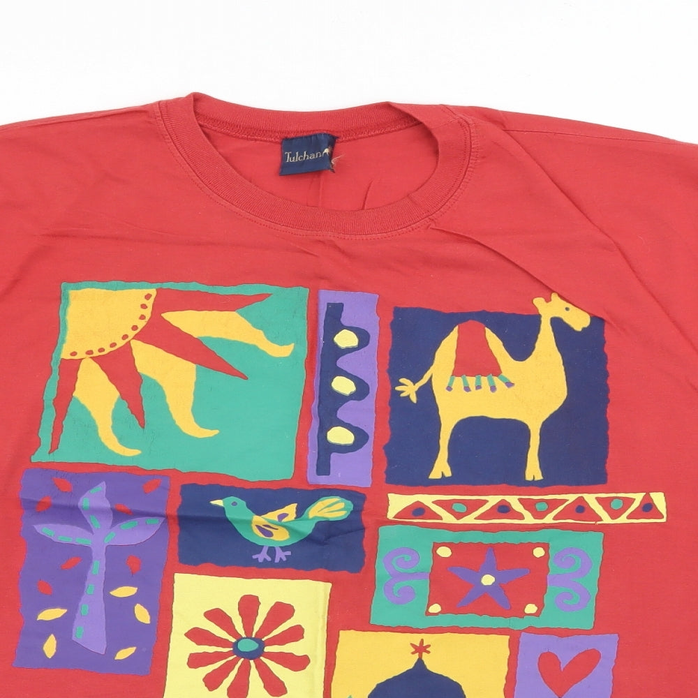 Tulchan Mens Red  Cotton  T-Shirt Size L Crew Neck