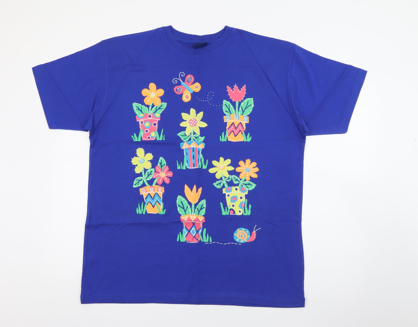 Tulchan Mens Blue  Cotton  T-Shirt Size L Crew Neck