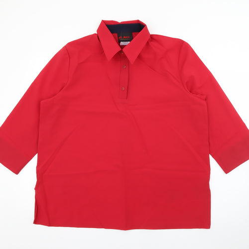 Mr. Max Mens Red  Polyester  Button-Up Size XL Collared Button