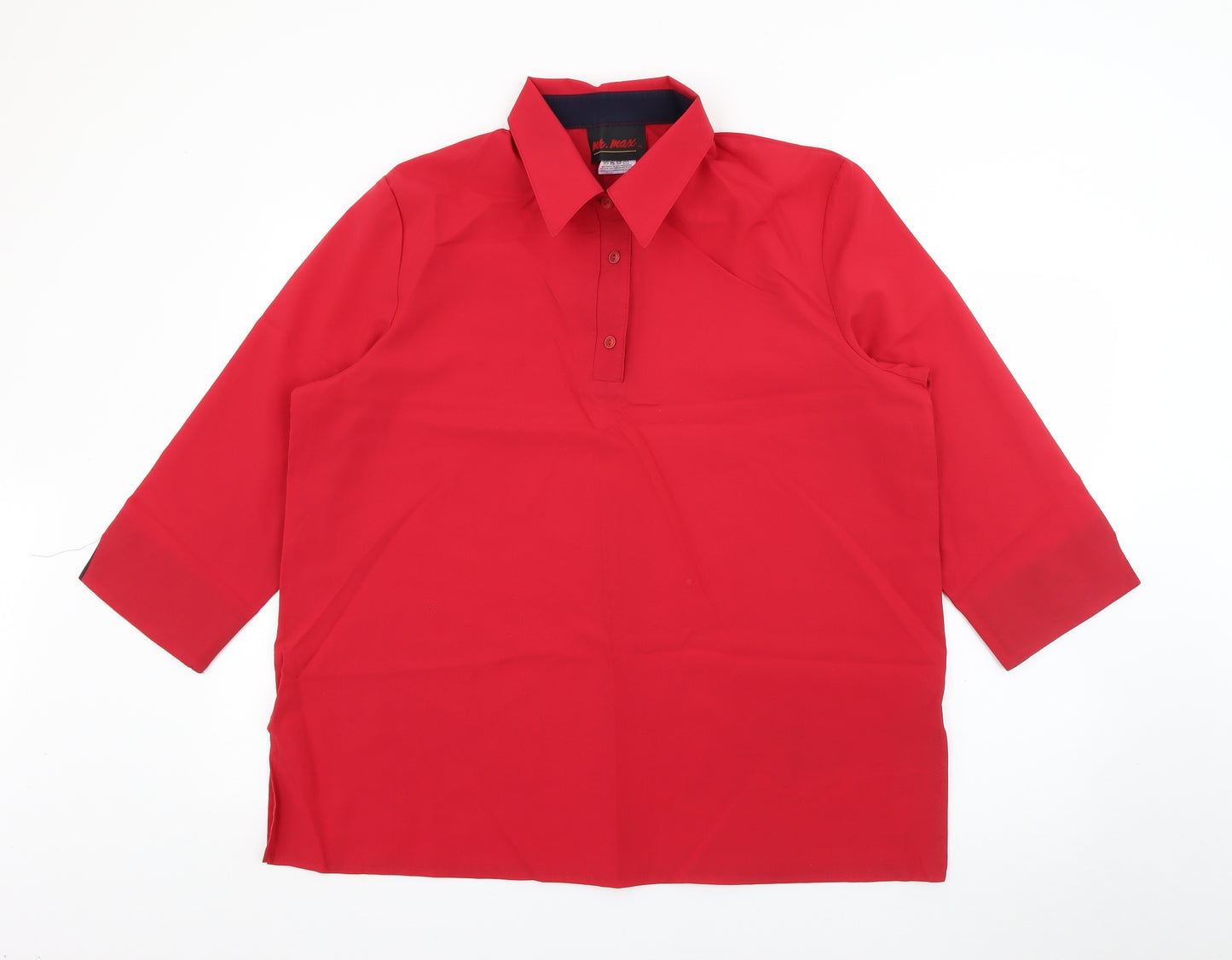 Mr. Max Mens Red  Polyester  Button-Up Size XL Collared Button