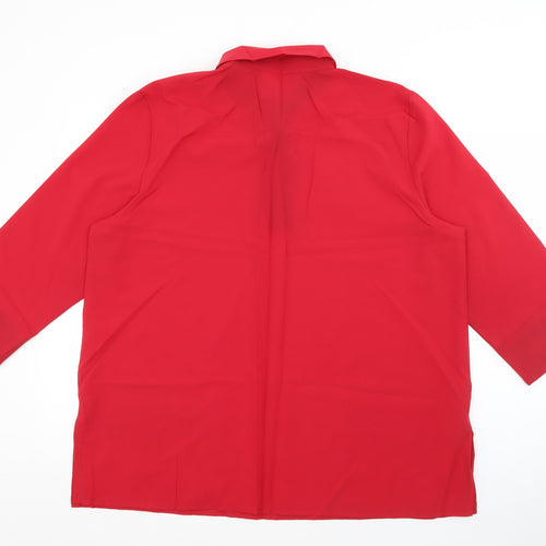 Mr. Max Mens Red  Polyester  Button-Up Size XL Collared Button