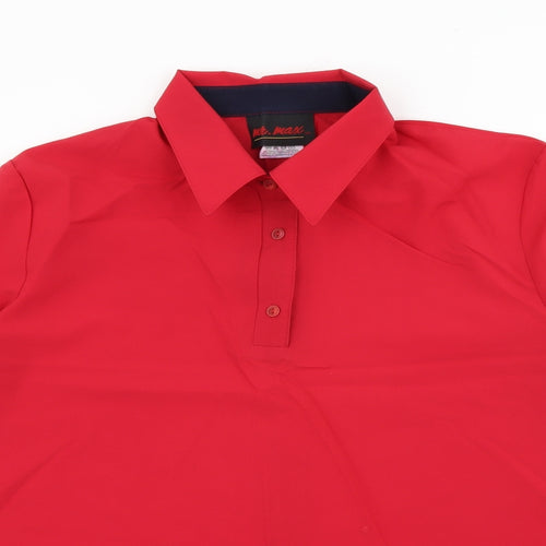 Mr. Max Mens Red  Polyester  Button-Up Size XL Collared Button