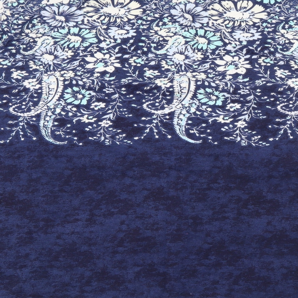 Artacapea Womens Blue Crew Neck Geometric Cotton Pullover Jumper Size 2XL