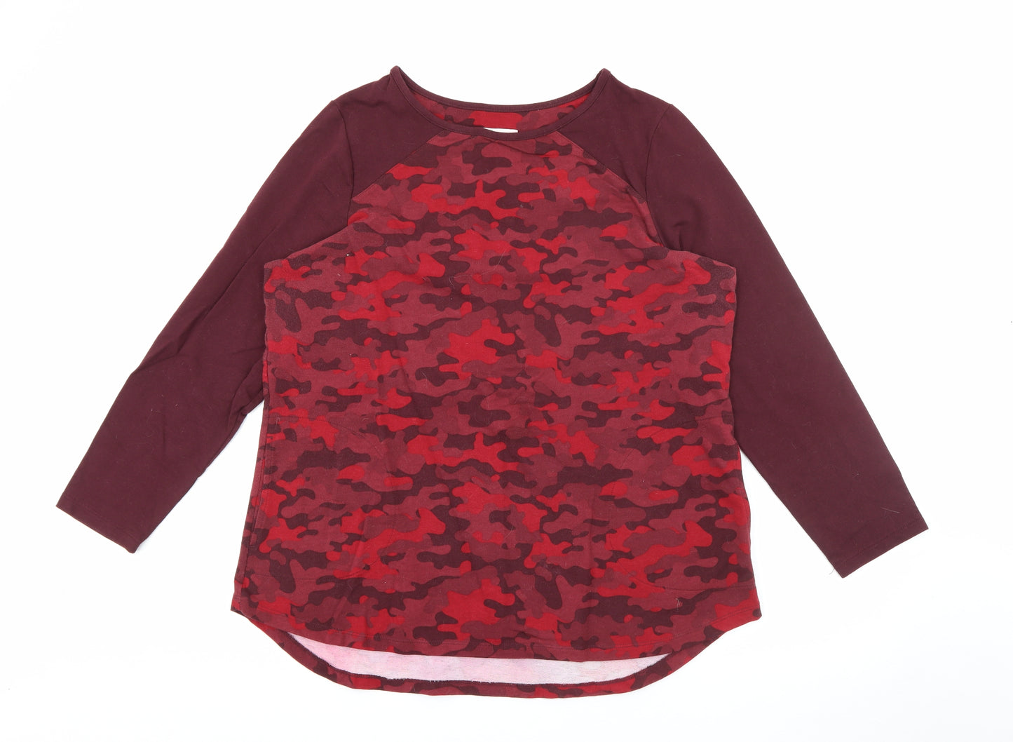 d&co Womens Red Round Neck Camouflage Cotton Pullover Jumper Size XL