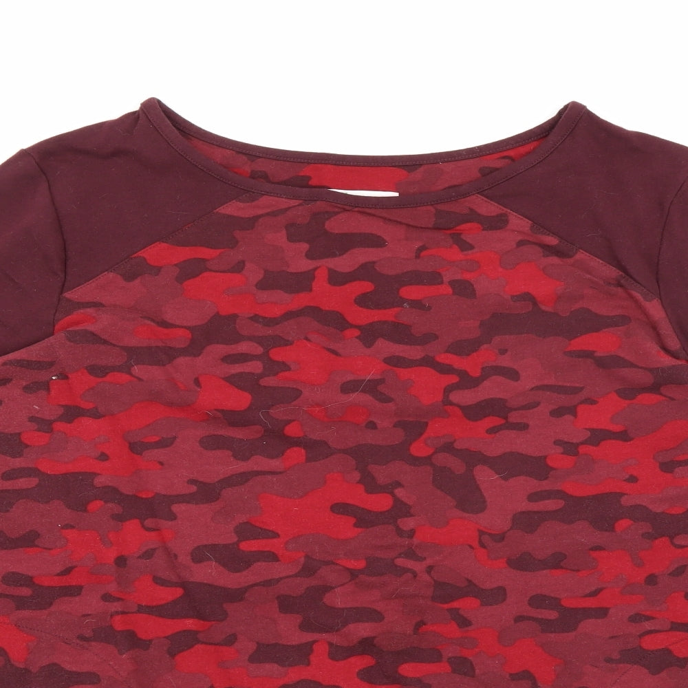 d&co Womens Red Round Neck Camouflage Cotton Pullover Jumper Size XL