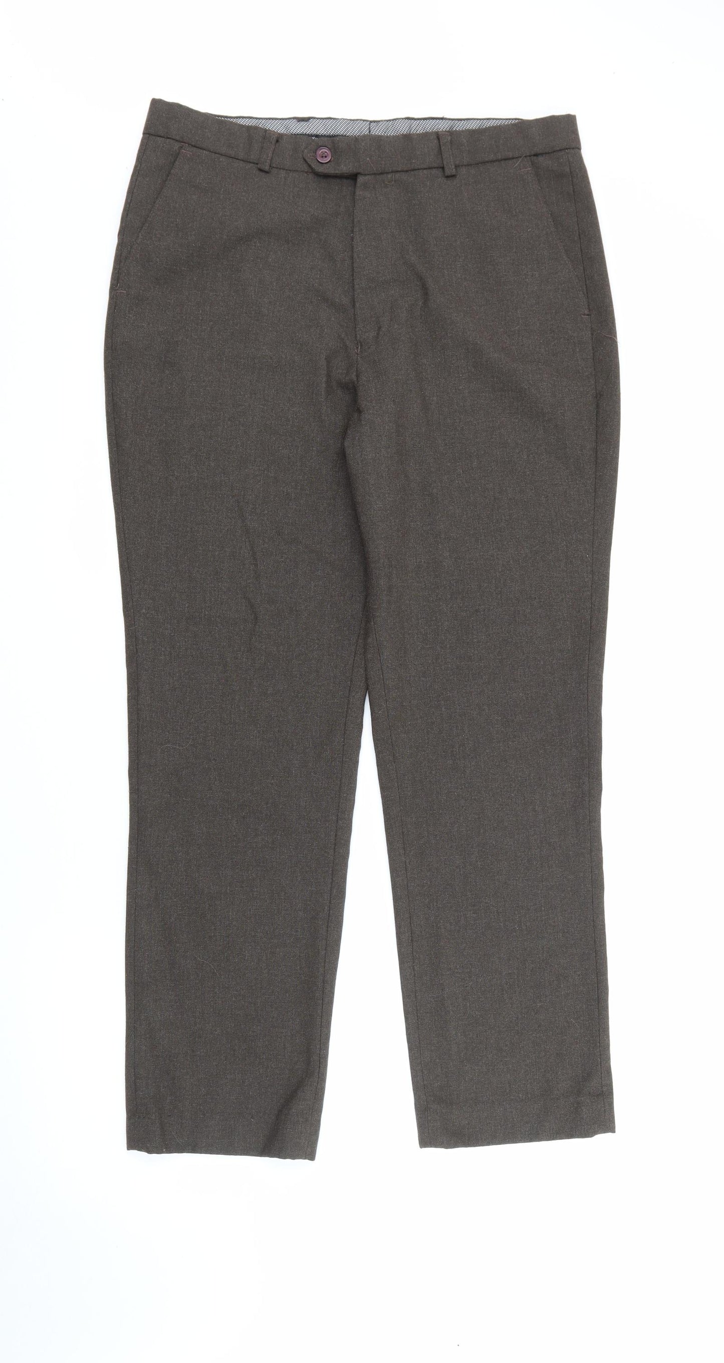 Preworn Womens Brown  Polyester Trousers  Size 34 L27 in Regular Zip