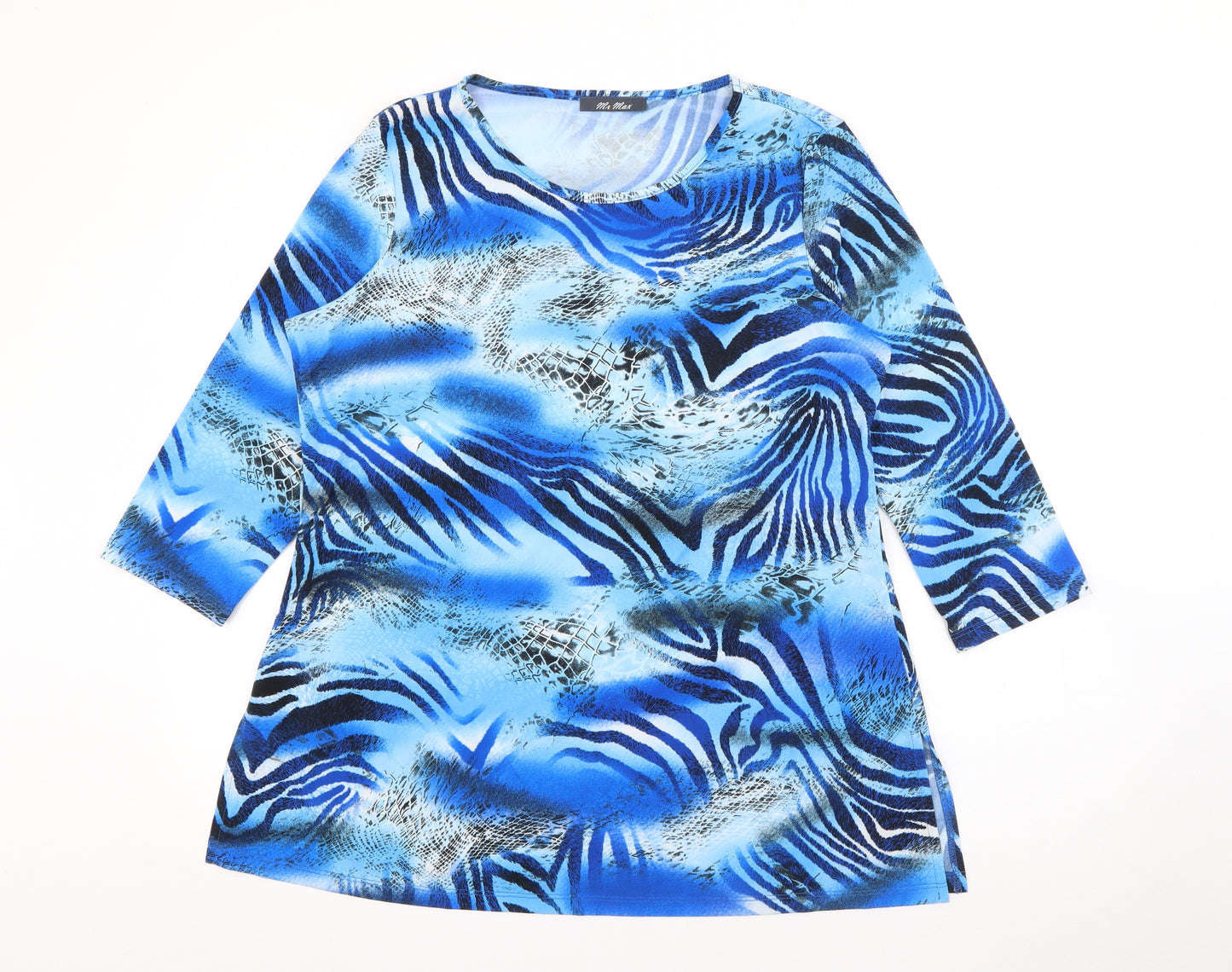 Mr. Max Womens Blue Round Neck Geometric Polyester Pullover Jumper Size XL