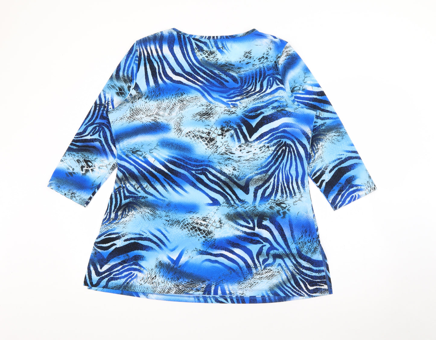 Mr. Max Womens Blue Round Neck Geometric Polyester Pullover Jumper Size XL