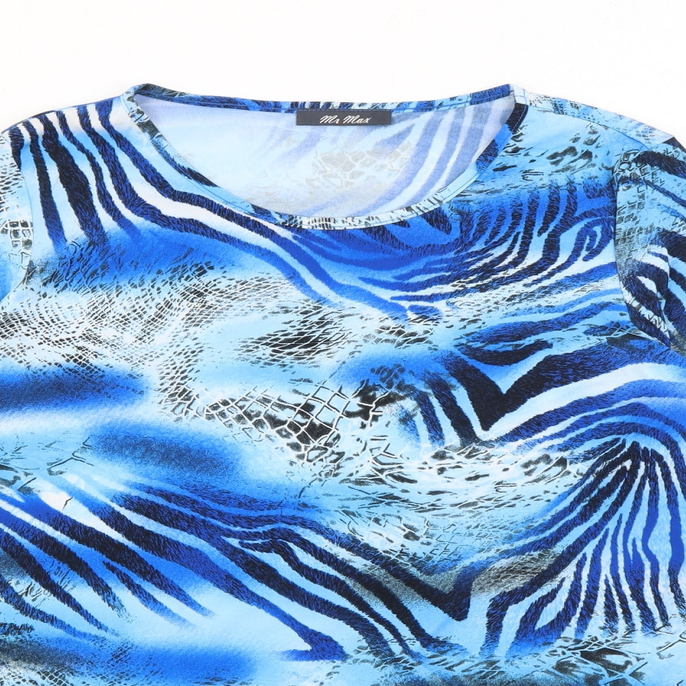 Mr. Max Womens Blue Round Neck Geometric Polyester Pullover Jumper Size XL