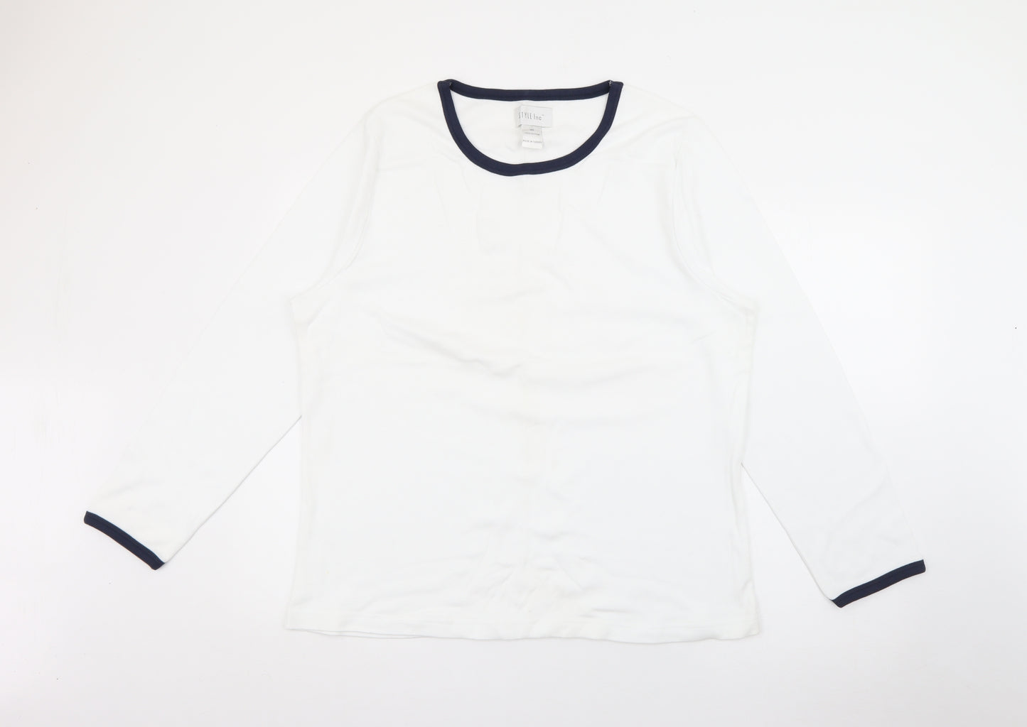 Style Inc Womens White Crew Neck  Cotton Pullover Jumper Size XL