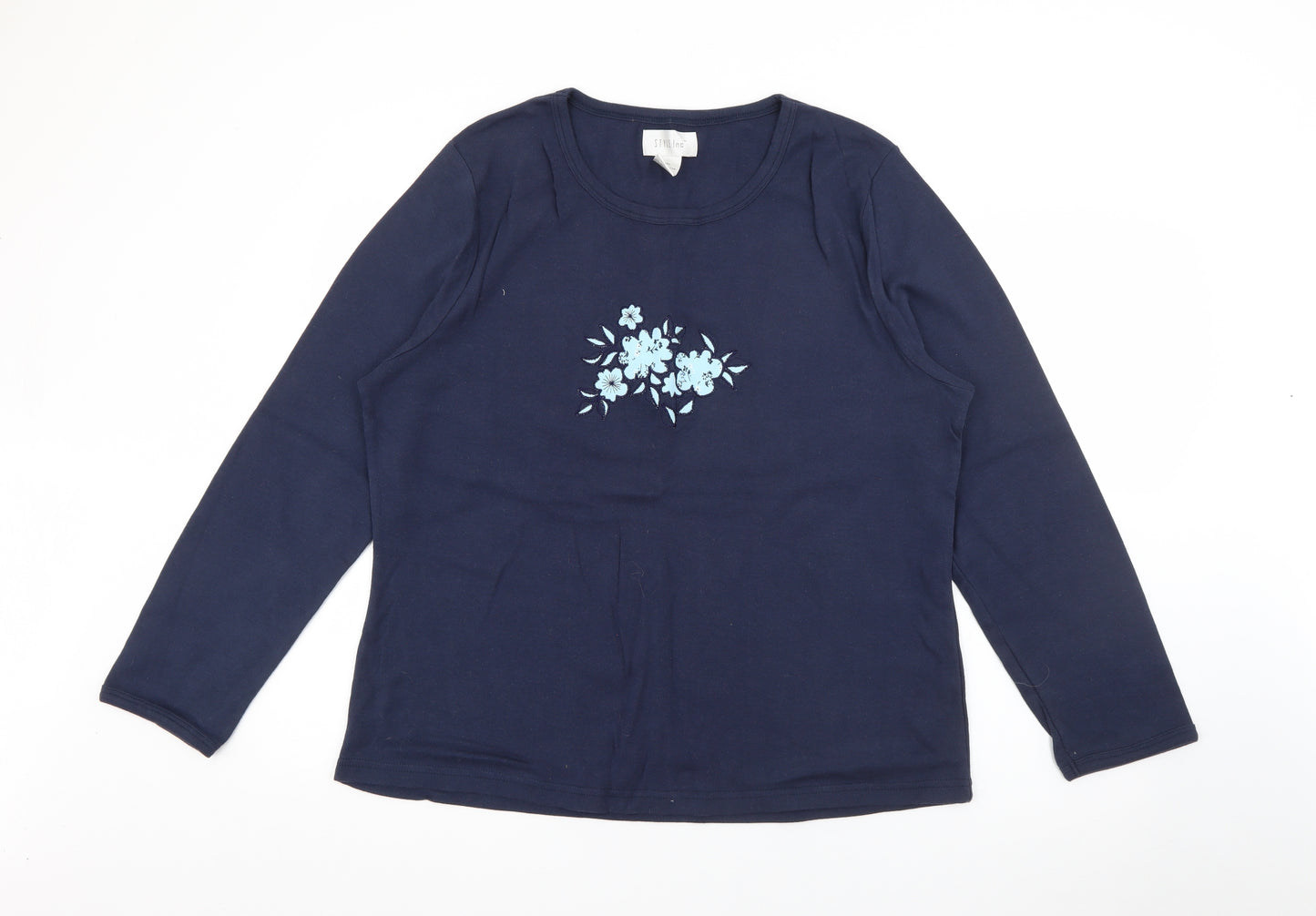 Style Inc Womens Blue Crew Neck  Cotton Pullover Jumper Size XL