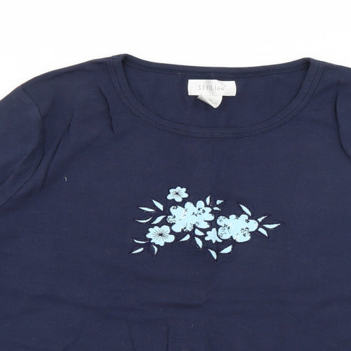Style Inc Womens Blue Crew Neck  Cotton Pullover Jumper Size XL
