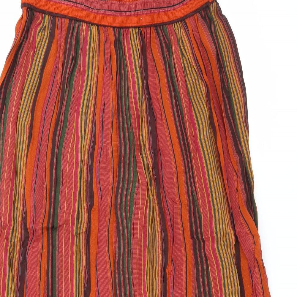 Preworn Womens Orange Striped Viscose A-Line Skirt Size 18
